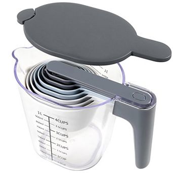 10 pc Measuring Cups Spoons Set Stackable With Lid Kitchen Baking Liquid Dry BPA Free