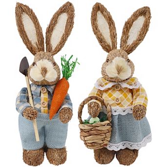 13" Bunny Couple Figurines Tabletop Spring Easter Decor