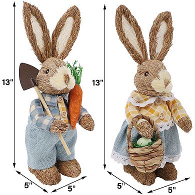 13" Bunny Couple Figurines Tabletop Spring Easter Decor