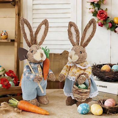 13" Bunny Couple Figurines Tabletop Spring Easter Decor