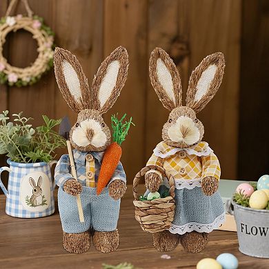 13" Bunny Couple Figurines Tabletop Spring Easter Decor