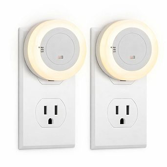 Adjustable Dimmable LED Night Light 2-Pack with Smart Light Sensors.