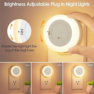 Adjustable Dimmable LED Night Light 2-Pack with Smart Light Sensors.