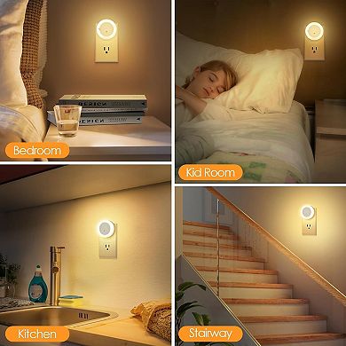 Adjustable Dimmable LED Night Light 2-Pack with Smart Light Sensors.