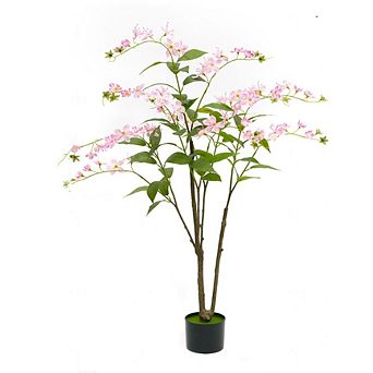 Blooming Flower Artificial Tree Faux Flowers with Pot Handmade Blooming Trees Indoor Outdoor