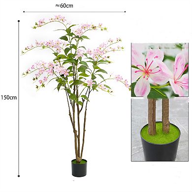 Blooming Flower Artificial Tree Faux Flowers with Pot Handmade Blooming Trees Indoor Outdoor