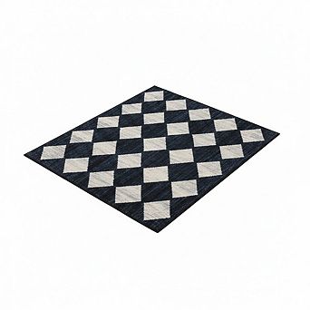 Moroccan Area Rug Non-Slip, Printed, Black