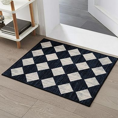 Moroccan Area Rug Non-Slip, Printed, Black