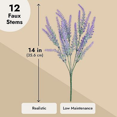 Weather-Resistant Realistic Artificial Lavender Stems for Outdoor and Wedding Decor.
