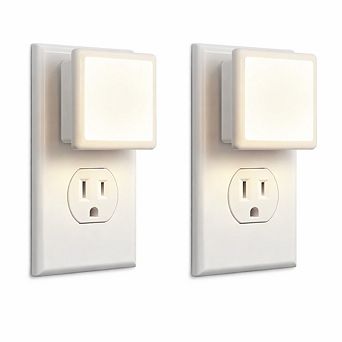 Two-Pack 0.3W Soft White Automatic Dusk-to-Dawn Plug-In Night Lights.