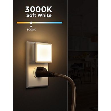 Two-Pack 0.3W Soft White Automatic Dusk-to-Dawn Plug-In Night Lights.