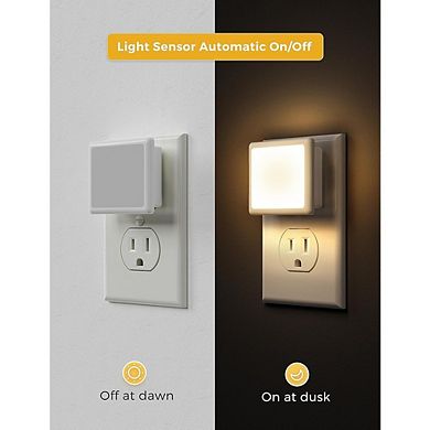 Two-Pack 0.3W Soft White Automatic Dusk-to-Dawn Plug-In Night Lights.