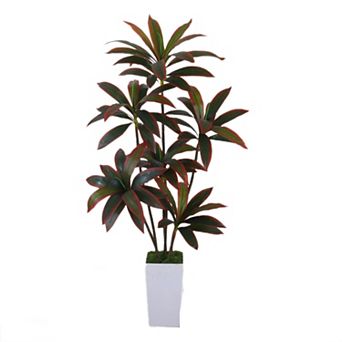 Artificial Dracaena Plant Indoor 5ft Decorative Fake Tree in Pot with Adjustable Branches and Leaves