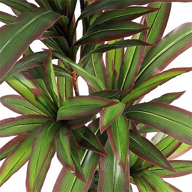 Artificial Dracaena Plant Indoor 5ft Decorative Fake Tree in Pot with Adjustable Branches and Leaves