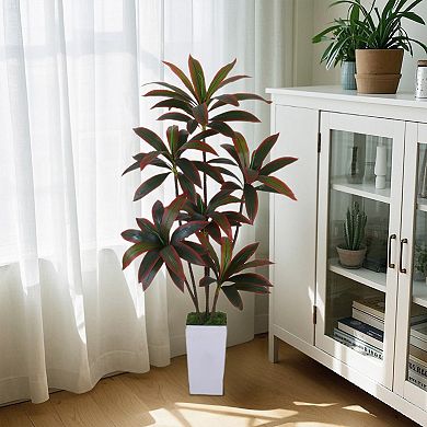 Artificial Dracaena Plant Indoor 5ft Decorative Fake Tree in Pot with Adjustable Branches and Leaves