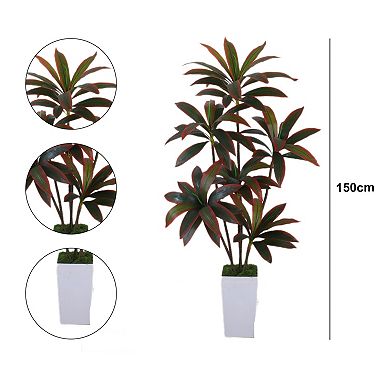 Artificial Dracaena Plant Indoor 5ft Decorative Fake Tree in Pot with Adjustable Branches and Leaves