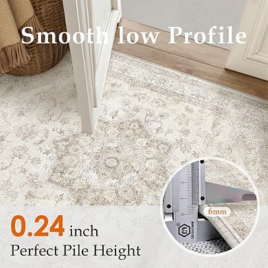 Area Rug Soft, Low Pile, Washable, Non-Slip Entryway & Bedroom Mat