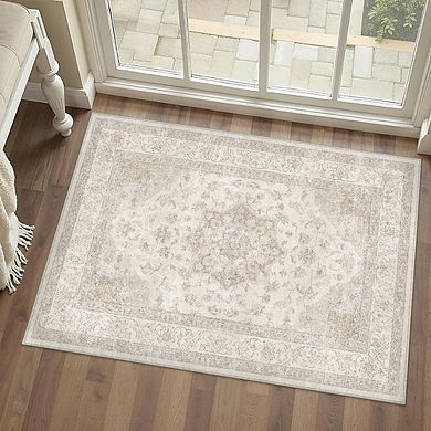 Area Rug Soft, Low Pile, Washable, Non-Slip Entryway & Bedroom Mat