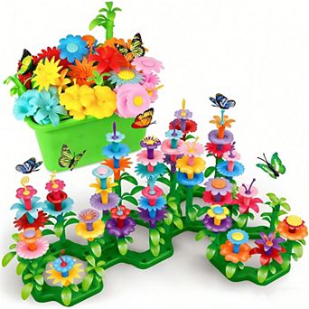 148 pc Flower Garden Building Kit with Storage case, Pretend Play Gardening Set