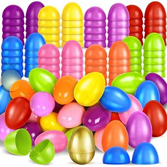 SpringFlower 2.3” Unfilled Easter Eggs, 60 pc Colorful Egg Plus 1 Golden Egg