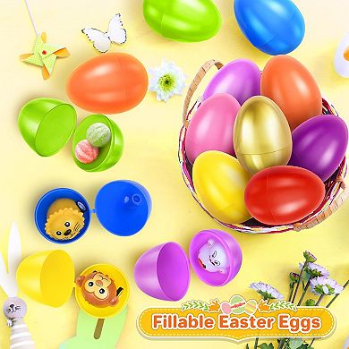 SpringFlower 2.3” Unfilled Easter Eggs, 60 pcs Colorful Egg Plus 1 Golden Egg