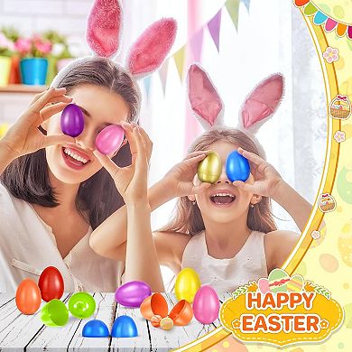 SpringFlower 2.3” Unfilled Easter Eggs, 60 pcs Colorful Egg Plus 1 Golden Egg