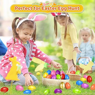 SpringFlower 2.3” Unfilled Easter Eggs, 60 pcs Colorful Egg Plus 1 Golden Egg