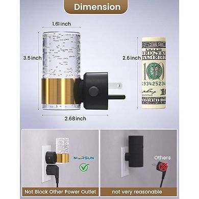 4-Pack Dimmable Gold Acrylic Night Lights with Dusk-to-Dawn Sensors.