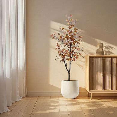 Artificial Fall Eucalyptus Tree in Pot Realistic Autumn Leaves Decor for Indoor Outdoor Thanksgiving