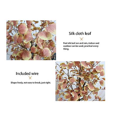 Artificial Fall Eucalyptus Tree in Pot Realistic Autumn Leaves Decor for Indoor Outdoor Thanksgiving