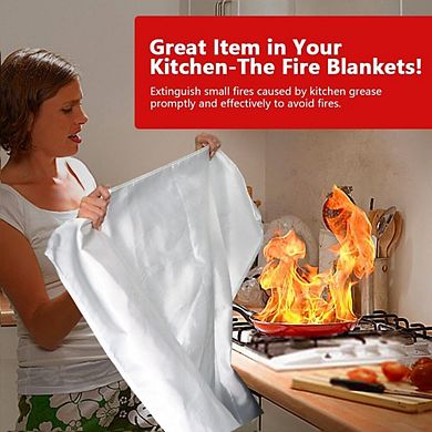2 pack Emergency Fire Fiberglass Blanket for Kitchen Home and Outdoor BBQ