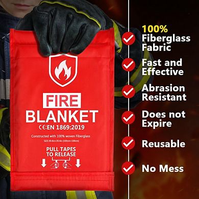 2 pack Emergency Fire Fiberglass Blanket for Kitchen Home and Outdoor BBQ