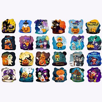24-pack Halloween jigsaw puzzles: themed designs. Perfect for trick-or-treat, goodie bags, classroom
