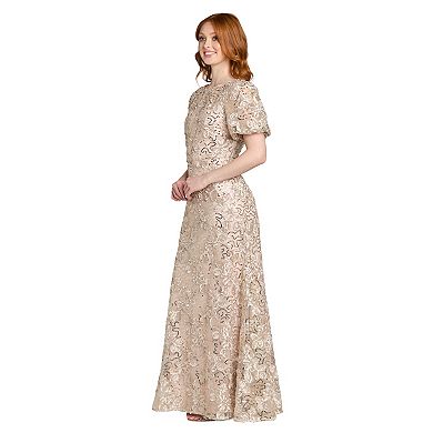 Petite R&M Richards Sequin Soutache Lace Flutter Sleeve Dress