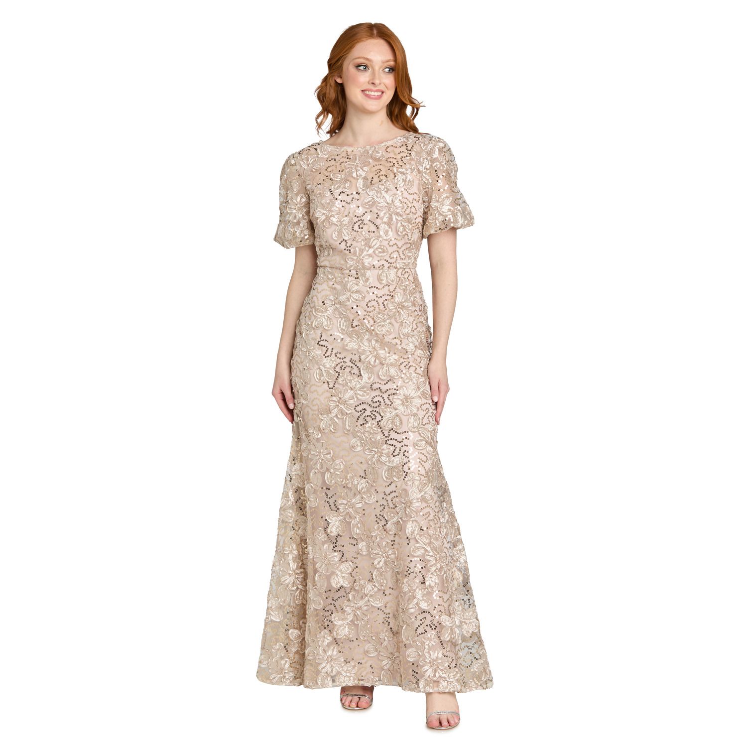 Женские платья R&M Richards Petite R&M Richards Sequin Soutache Lace Flutter Sleeve Dress