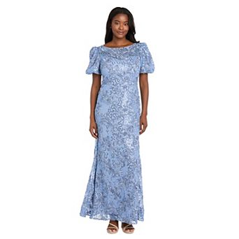 Petite R&M Richards Sequin Soutache Lace Flutter Sleeve Dress