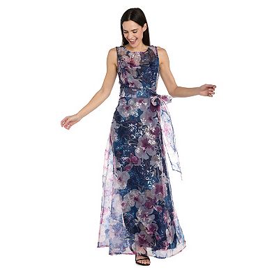 Petite R&M Richards Floral Organza Maxi Dress
