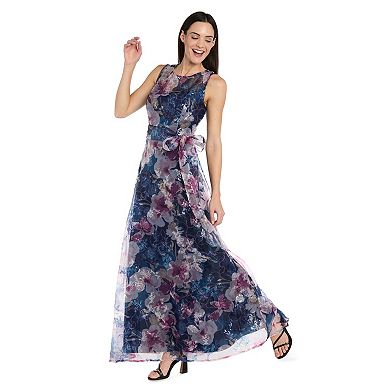 Petite R&M Richards Floral Organza Maxi Dress