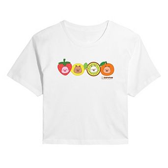 Juniors' CapyFun Capybara Fruits Cropped Tee