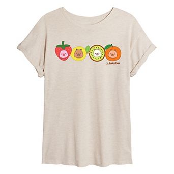 Juniors' CapyFun Capybara Fruits Oversized Tee