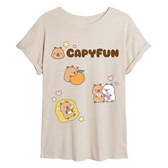 Juniors' CapyFun Capybara Icons Oversized Tee
