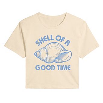 Juniors' Shell Of A Good Time Cropped Tee