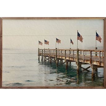 Kendrick Home Americana Flags On The Pier Wall Art