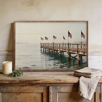 Kendrick Home Americana Flags On The Pier Wall Art