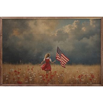 Kendrick Home Girl Carrying Flag Through Storm Wall Art