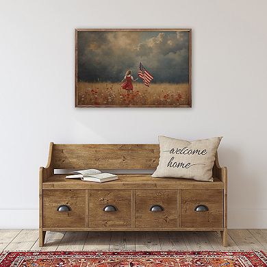 Kendrick Home Girl Carrying Flag Through Storm Wall Art
