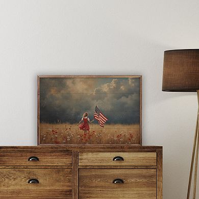 Kendrick Home Girl Carrying Flag Through Storm Wall Art