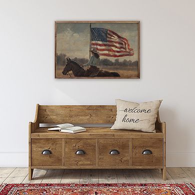 Kendrick Home Vintage Woman Rider With Flag Wall Art
