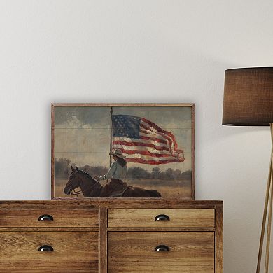 Kendrick Home Vintage Woman Rider With Flag Wall Art