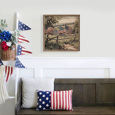 Kendrick Home Flags On Wooden Fence Wall Art
